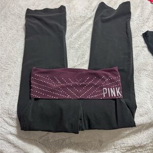 PINK Victoria's Secret Black and Burgundy Track Pants